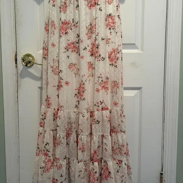 Premier Amour Womens Floral Swiss Dot Maxi Dress‎ Pink Ivory P7DA7499 Size 6 NWT - Image 3