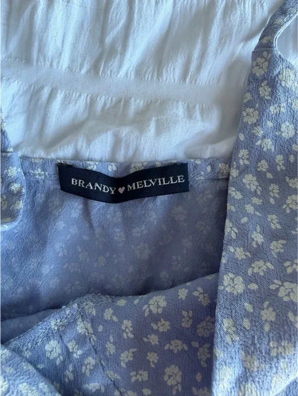 Brandy Melville light blue floral flowy tank - Image 3