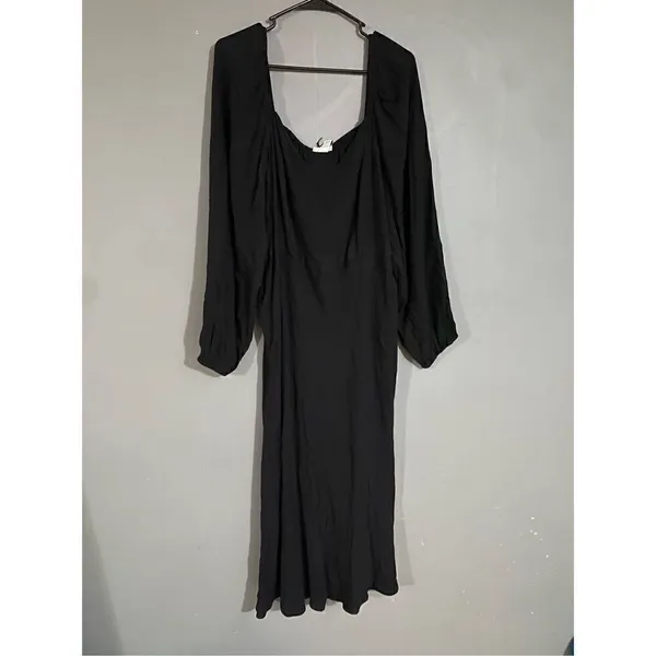 Ava & Viv Black Scoop Neck Off Shoulder 3/4 Sleeve MIDI Dress Size XXL NWT - Image 2