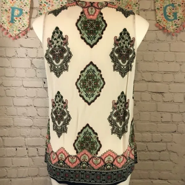 Crosby sleeveless white green boho top White Size M - Image 5