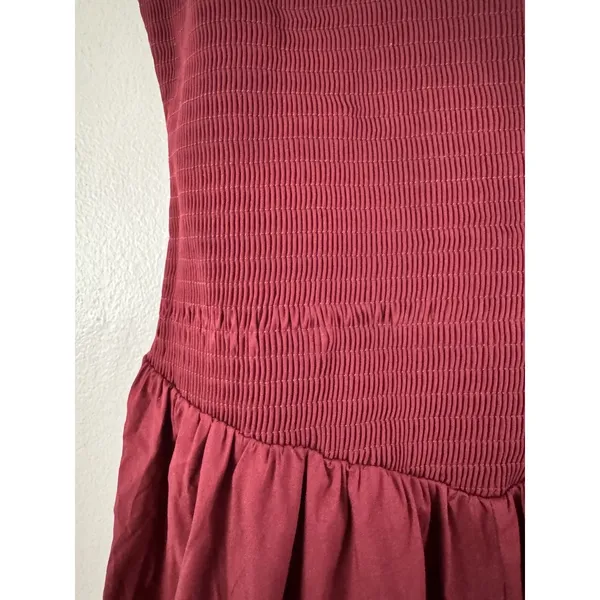 NWD Lulus Tandria Burgundy Smocked Sleeveless Midi Dress Size Large - Image 7