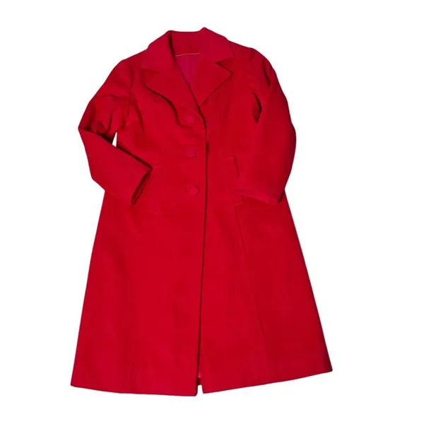 PETER PAN Tailors Red Coat Midi Lined Handmade Womens Small VINTAGE Hong Kong - Image 7
