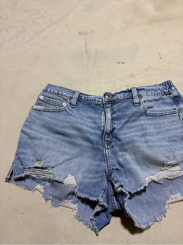 Aerie Distressed Light Blue Denim Women’s Shorts medium - Image 2