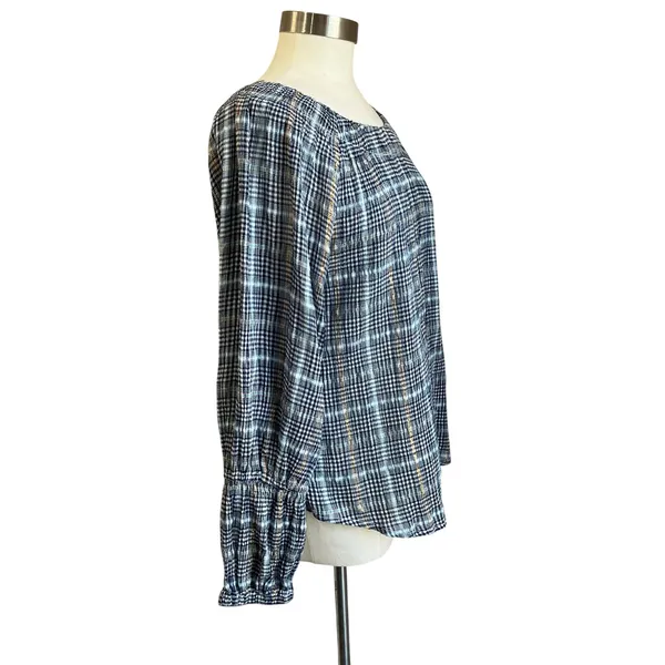 Anthro‎ Pilcro Shari Plaid Smocked Blouse Cottagecore Boho Top Sz M - Image 3