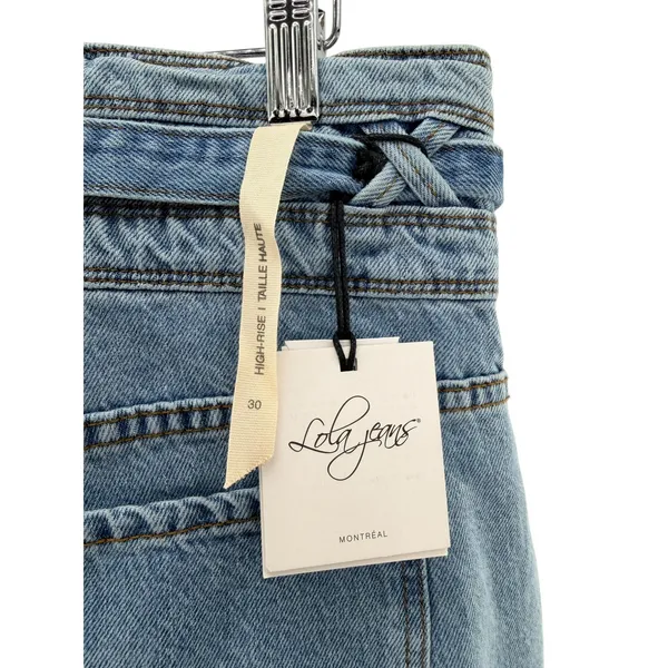 Lola Reese Jeans High Rise Wide Leg Crop Jeans‎ Light Wash Belted Womens Size 30 - Image 9