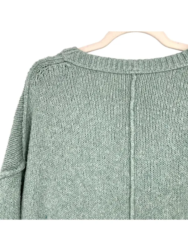 Free People Brookside Tunic Sweater Spearmint V-Neck Relaxed Fit Size Small - Image 12