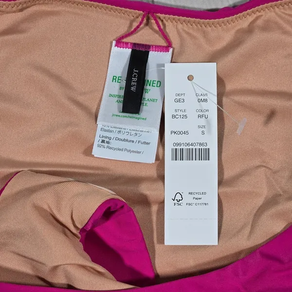 J. Crew Curved-waist cheeky‎ bikini bottom Radiant Fuchsia S NWT - Image 3