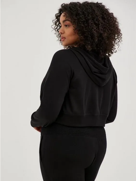 Torrid Lightweight French Terry Zip-Up Crop Hoodie Black 6X NWT‎ - Image 3
