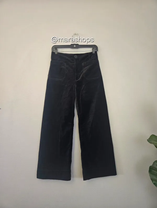 Maeve Colette Velvet High Rise Wide Leg Cropped Pants - Image 4
