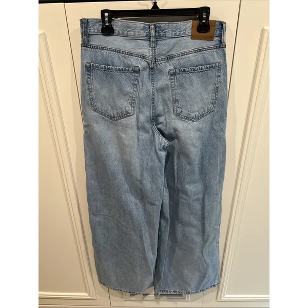 Aeropostale Women's High Rise Super Wide Leg Jeans Size 12 Light Wash Baggy Boho - Image 5