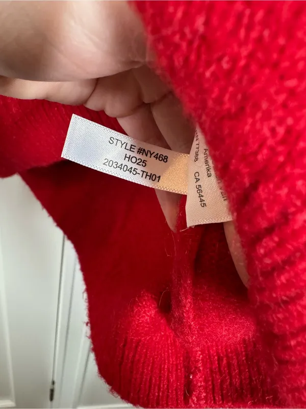 Madewell Crimson red CloudSoft Drop-Shoulder Sweater Size medium Nautical preppy - Image 7