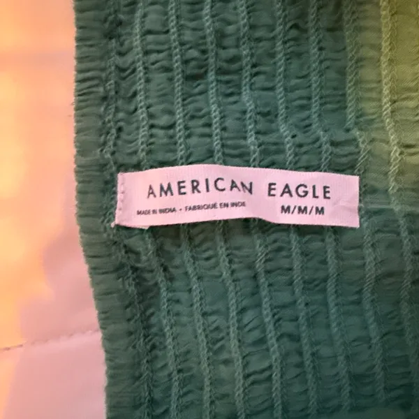 American Eagle Green floral tank top with purple floral embroidery - Image 2