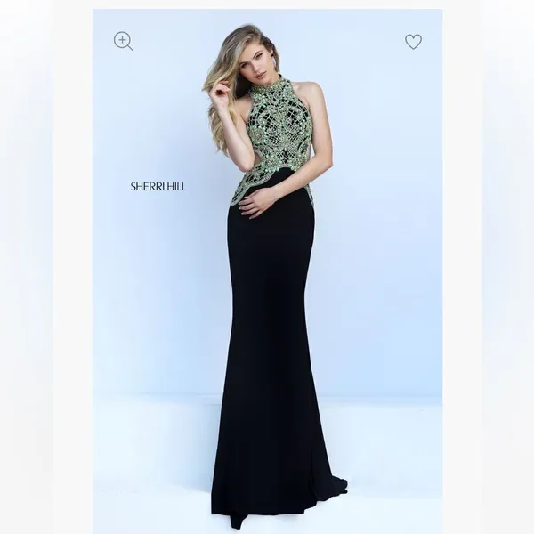 Sherri Hill 50153 Black/Green Beaded Prom Dress - Image 2