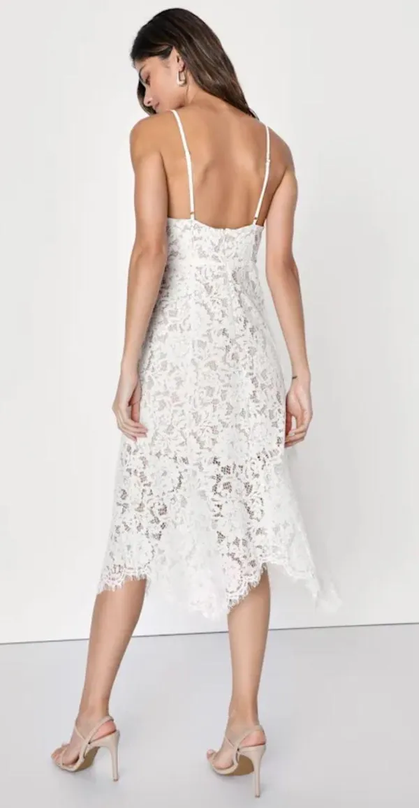 Lulus One Wish White Lace Midi Dress - Image 3