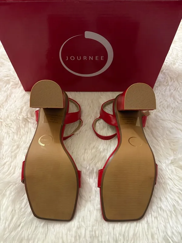 Journee Collection Red Square-Toe Ankle-Strap Heels - Image 4