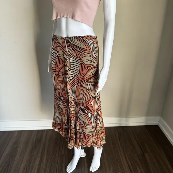 Dana Buchman Tribal Asymmetrical Silk Midi Skirt Size 10 - Image 10