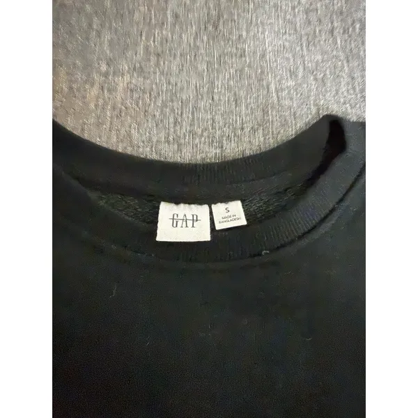 GAP Women's Black Logo Crewneck Cropped Sweatshirt Sz S - Image 5