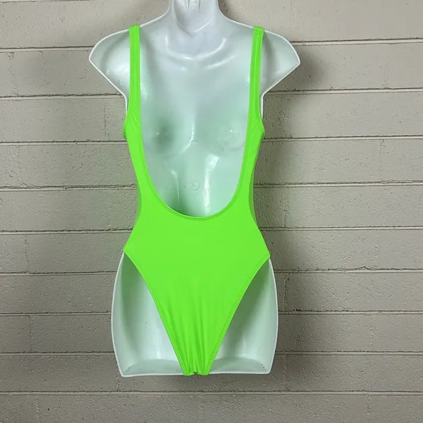 Body Glove 80’s Throwback Neon Green One Piece Swimsuit size M - Image 6
