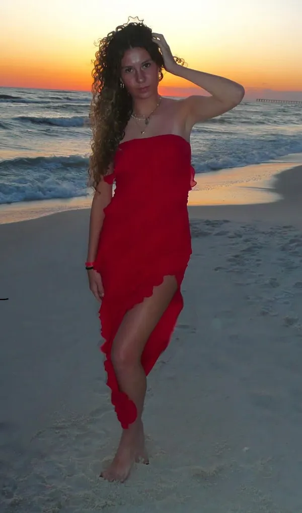 Long Ruffle Red Dress - Image 2