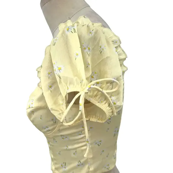 Princess Polly Allyson Corset Top Puff Sleeve Yellow Floral Size US‎ 4 - Image 8