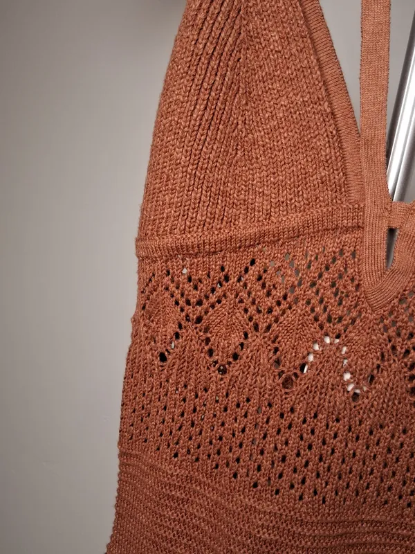 Abercrombie & Fitch Rust Knit Maxi Dress Spaghetti Straps size Medium - Image 4