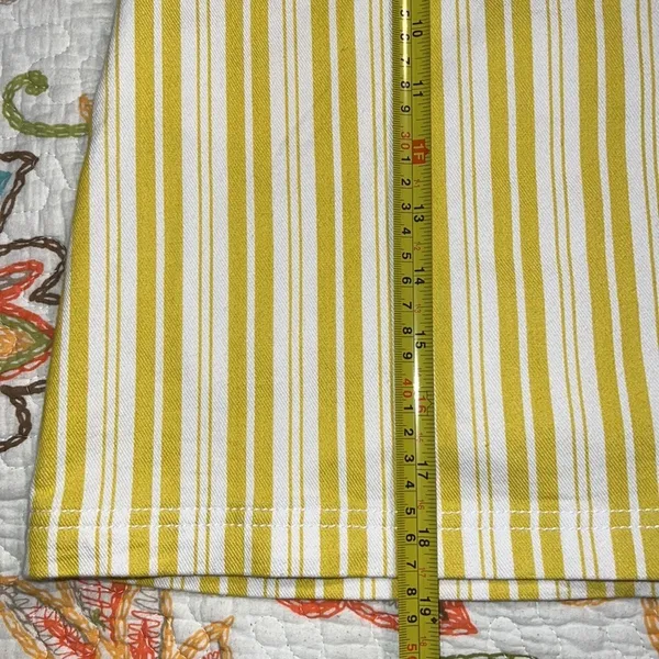 LOFT size 12 women’s striped skirt yellow white zip button close with pockets - Image 2
