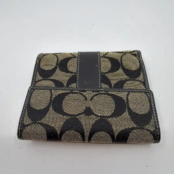 Coach Signature C Snap Black Canvas Leather Wallet - Image 3