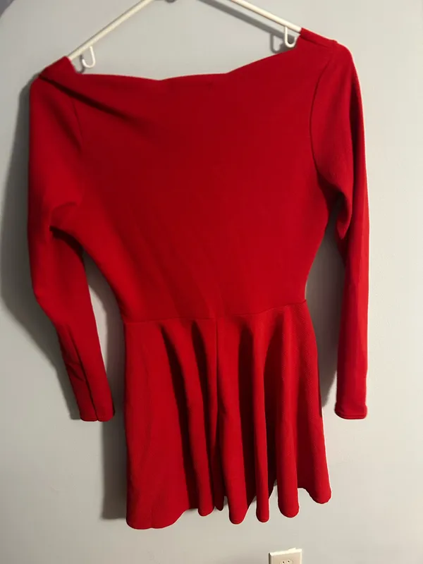 Boohoo Dress Mini Red Long Sleeve - Image 2