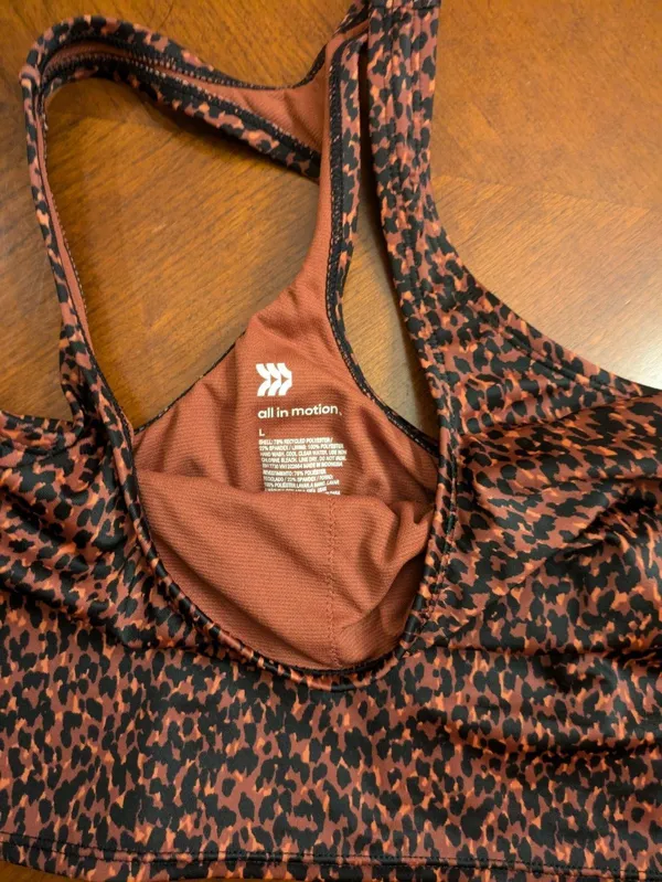 Women's Long Line Racerback Bikini Top - All in Motion - Brown/Black L No Pads - Image 7
