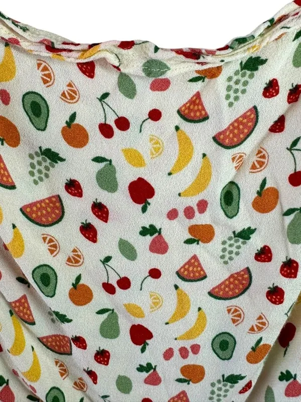 Reformation Cream Fruit Print Tancy Midi Dress Ruffle Hem Size 12 - Image 4