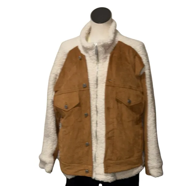 NWT BLANKNYC Faux Suede & Faux Shearling Trucker Jacket Small, CATCH ME OUTSIDE - Image 12