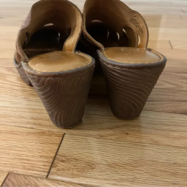 Born Pollina Platform Mules Clogs Brown Woven Leather Size 10 - Image 6
