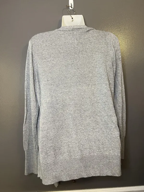 Abercrombie & Fitch Cardigan Sweater Womens Medium Gray Drape Front Zip Asym Hem - Image 8