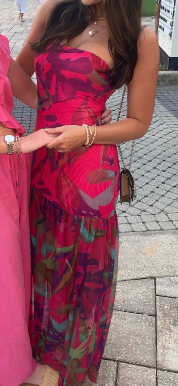 Floral Assymetrical Maxi Dress Multi - Image 4
