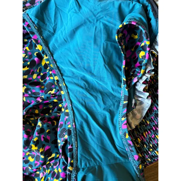 Anthropologie Evie‎ Smocked One Piece Swimsuit XL Multicolor Animal Print Ruffle - Image 6