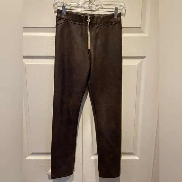 NEW! Max Studio Brown Faux Leather Skinny‎ Pants - Image 3
