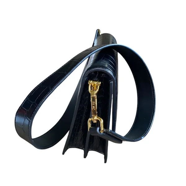 JW PEI Mini Shoulder Croc Embossed Faux Leather Bag Magnetic Lock Black ~ 8"x6" - Image 4