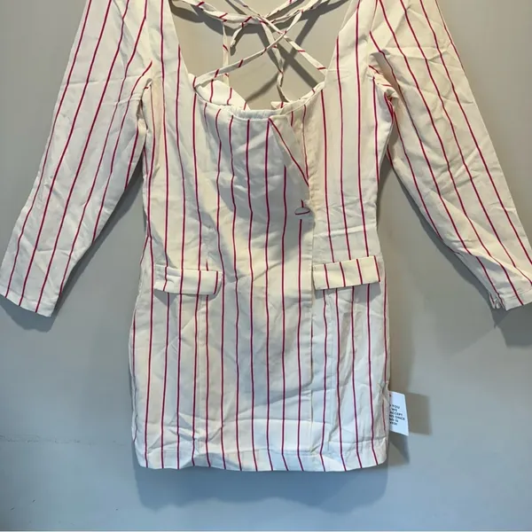 NWT ASOS DESIGN x MILLIE halter neck‎ blazer mini dress in stripe print White - Image 6