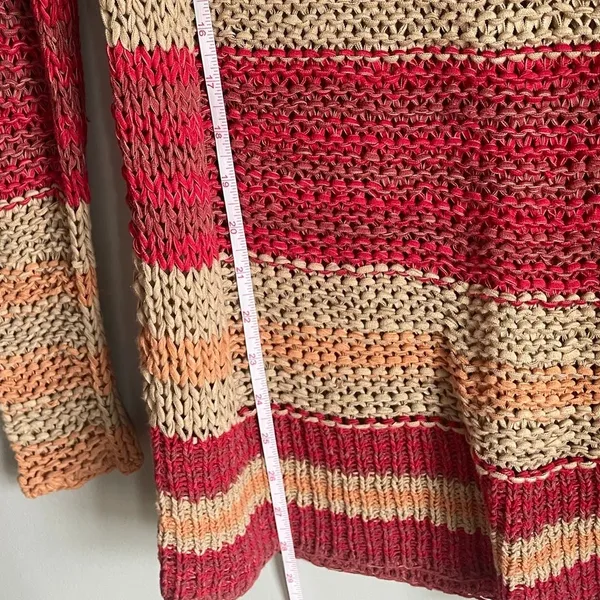 Free People Desert Moon Slouchy Fisherman‎ Open Knit Sweater Pink Striped XS - Image 6