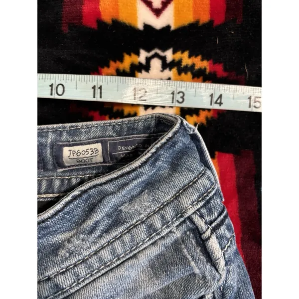 Miss Me Easy Boot Denim Jeans‎ Embroidered/Gems Med Wash Logo Size 26 Low Rise - Image 7