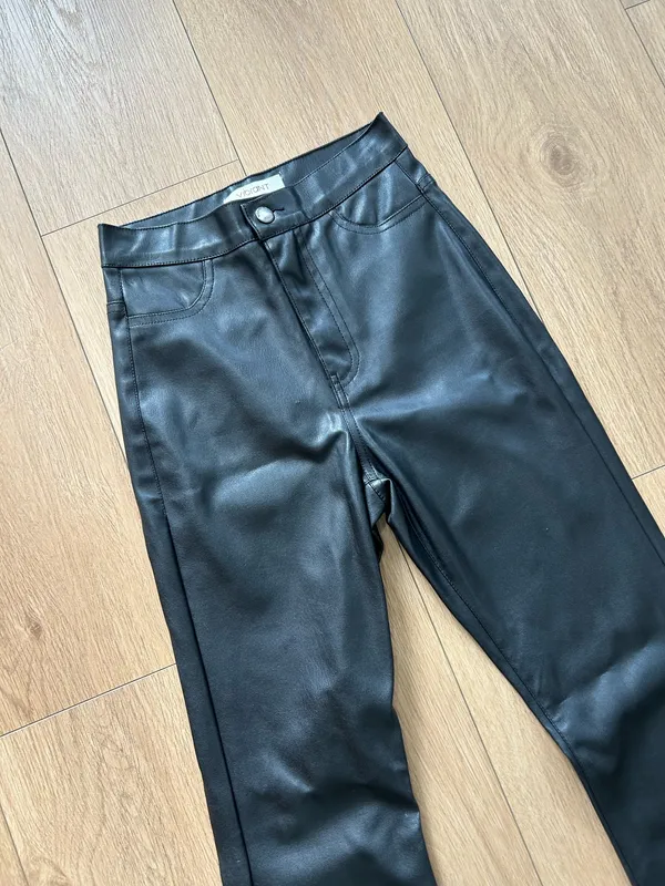 Vibrant M.I.U. Black Faux Leather Flare Pants - Image 2