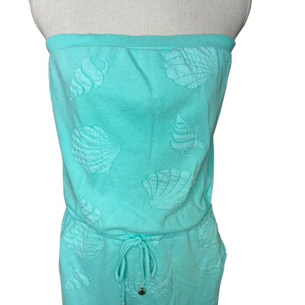 Dotti Turquoise Strapless Seashell Terry Cloth Dress Cover-Up resort wear L - Image 2