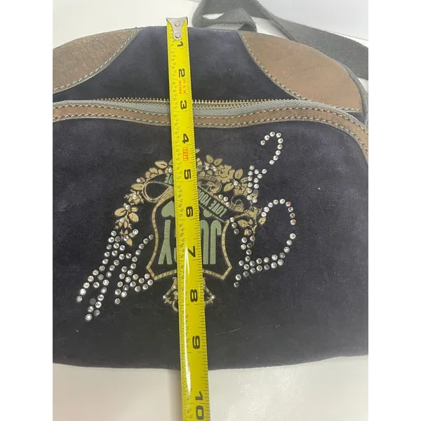 Vintage Juicy Couture Navy Velour Crossbody Bag “love your couture” - Image 13
