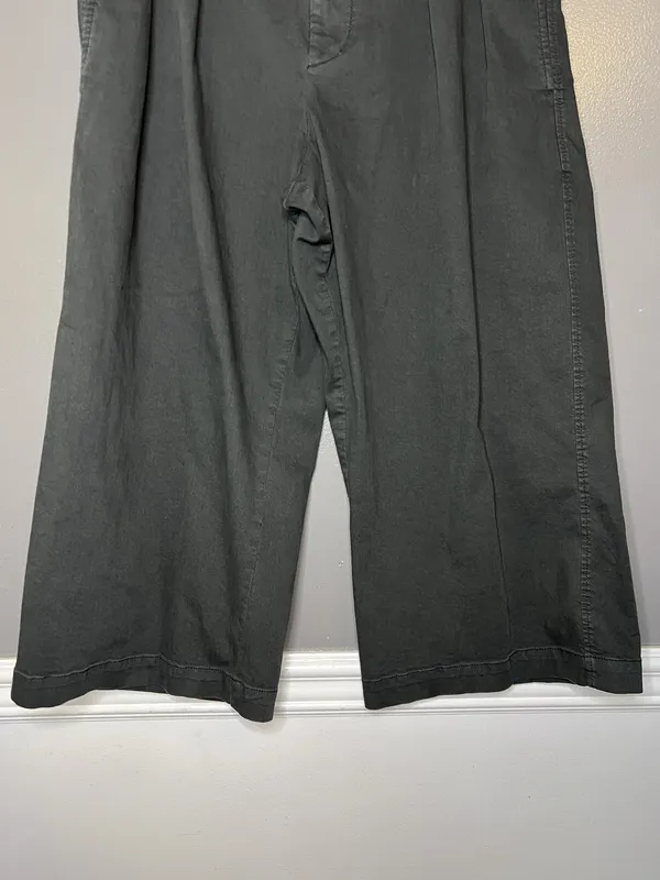 Maeve Anthropologie Pants Womens 12P Gray Wide Leg Crop Chino Pleated Twill - Image 3
