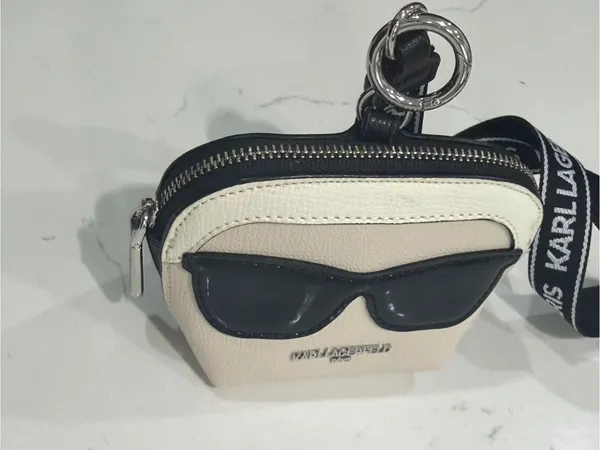 Karl Lagerfeld White & Black Key Card Pouch with Branded Lanyard - Image 3