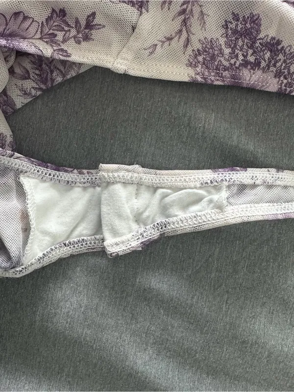 Free People Intimately Ivory Purple Floral Mesh Corset Bodysuit Size Large NWT - Image 10