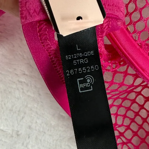 Victoria's Secret Very Sexy Low Cut Demi Unlined Fishnet Mesh Bra Pink Large NEW - Image 9
