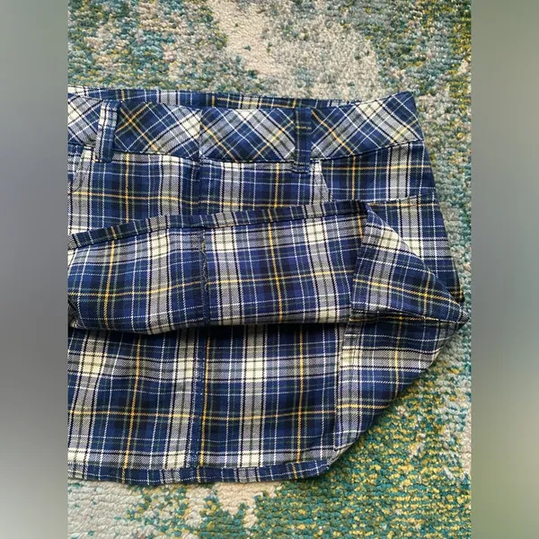 Vintage Y2K Abercrombie & Fitch navy plaid school girl mini pencil skirt, size 4 - Image 2
