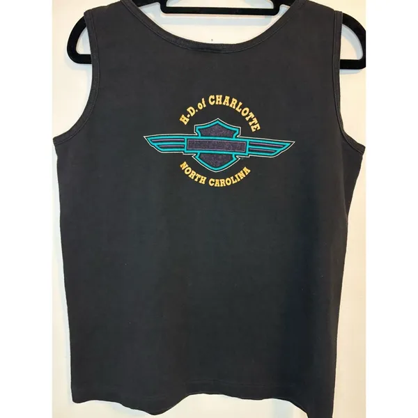 Vintage Harley Davidson Tank Top USA Made Charlotte NC Small 90s - Image 2