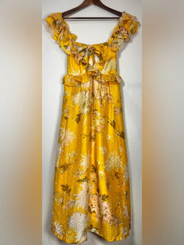 H&M Lyocell Blend Flounced Ruffle Dress Size Medium - Image 4